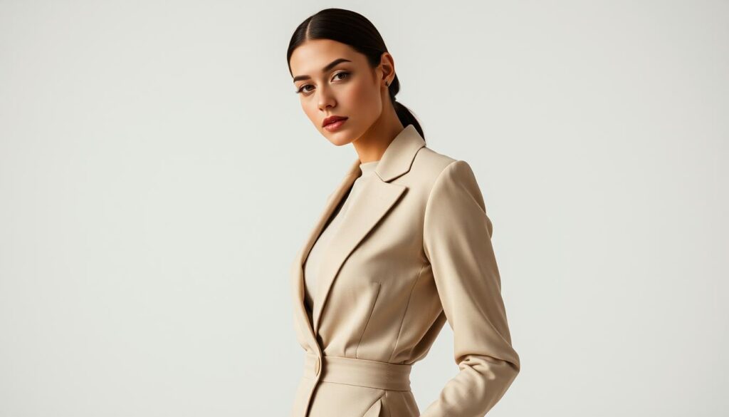 A slender, elegant figure gracefully poses in a modern, minimalist fashion setting. Bianca Censori's serene visage is framed by soft, natural lighting, accentuating her flawless complexion. She wears a simple, monochromatic ensemble - a sleek, tailored blazer and high-waisted trousers in a neutral shade, punctuated by clean lines and sharp silhouettes. The background is a tranquil, muted palette, allowing the subject to take center stage. The overall atmosphere is one of quiet sophistication, reflecting the art of minimalist styling. A slender, elegant figure gracefully poses in a modern, minimalist fashion setting. Bianca Censori's serene visage is framed by soft, natural lighting, accentuating her flawless complexion. She wears a simple, monochromatic ensemble - a sleek, tailored blazer and high-waisted trousers in a neutral shade, punctuated by clean lines and sharp silhouettes. The background is a tranquil, muted palette, allowing the subject to take center stage. The overall atmosphere is one of quiet sophistication, reflecting the art of minimalist styling.