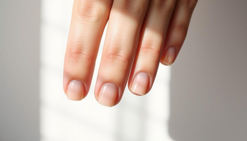 A well-lit, close-up shot of a set of square natural nails against a clean, minimalist background. The nails are trimmed neatly, with a uniform shape and length, showcasing their strength and structure. The lighting is soft and diffused, highlighting the natural texture and translucency of the nails. The composition emphasizes the nails' simplicity and elegance, conveying a sense of balance and stability. The overall mood is serene and sophisticated, reflecting the benefits of square-shaped nails. A well-lit, close-up shot of a set of square natural nails against a clean, minimalist background. The nails are trimmed neatly, with a uniform shape and length, showcasing their strength and structure. The lighting is soft and diffused, highlighting the natural texture and translucency of the nails. The composition emphasizes the nails' simplicity and elegance, conveying a sense of balance and stability. The overall mood is serene and sophisticated, reflecting the benefits of square-shaped nails.