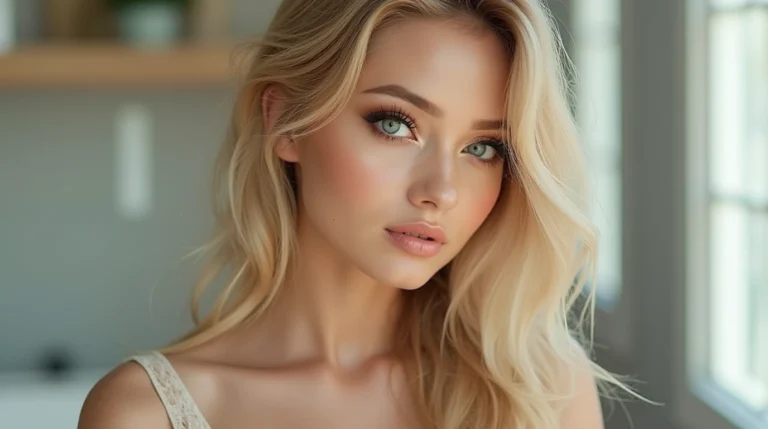 Model with bold gyaru makeup featuring dramatic eye makeup, large lashes, bronzed skin, and a stylish outfit, showcasing the vibrant and youthful gyaru look
